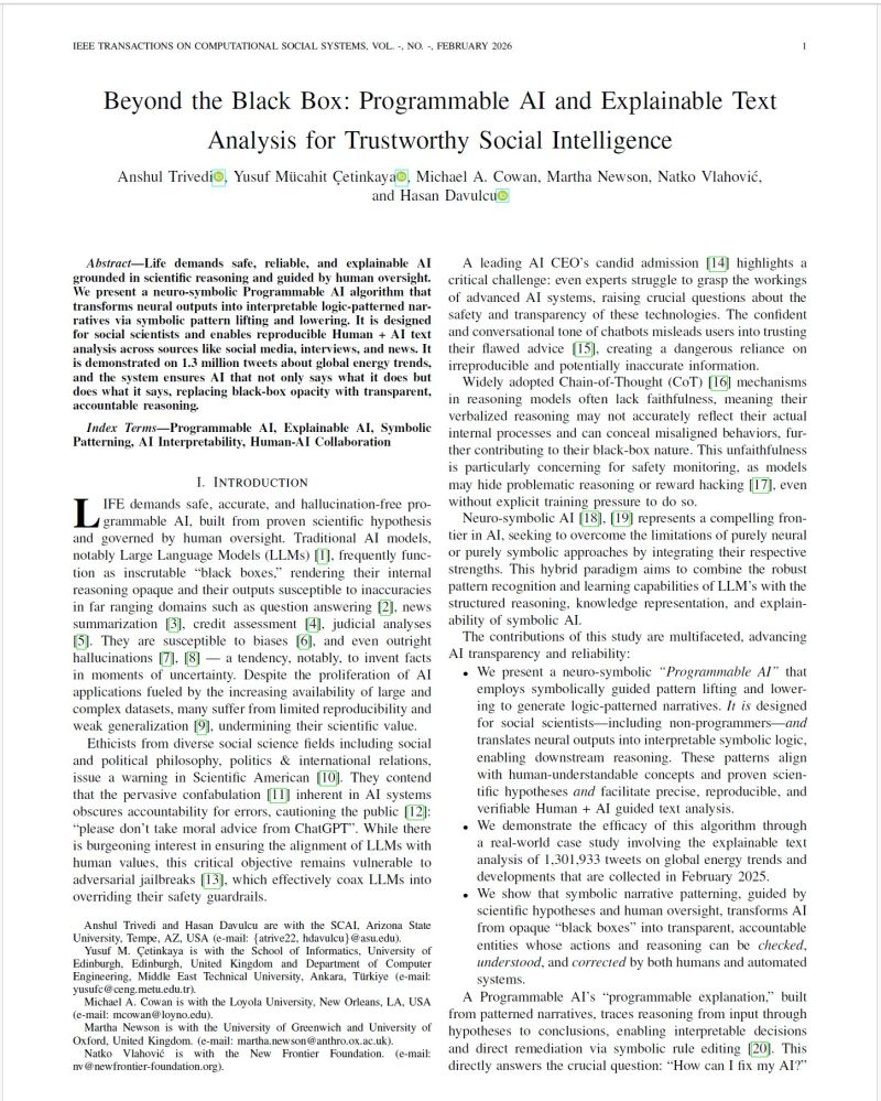 Preview of "Beyond the Black Box: Programmable AI and Explainable Text Analysis for Trustworthy Social Intelligence"